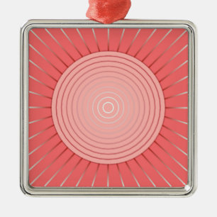 Ornement En Métal Sunburst géométrique moderne - Coral profond rose