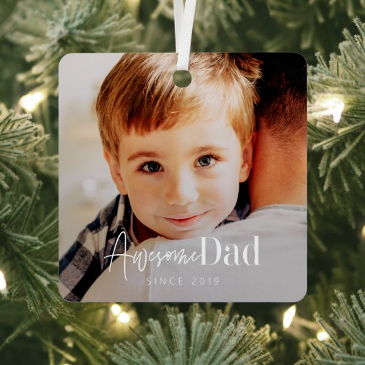 Ornement En Métal Superbe Papa depuis 20XX Moderne Simple Photo Élég (Insitu)