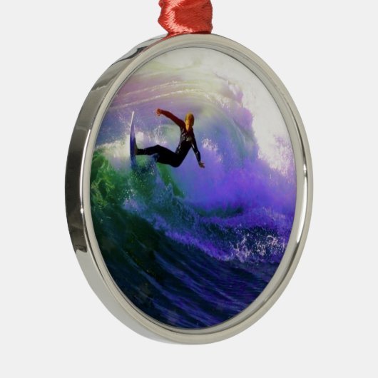 Ornement En Métal SURFS UP surfer surf attraper une vague (Droite)