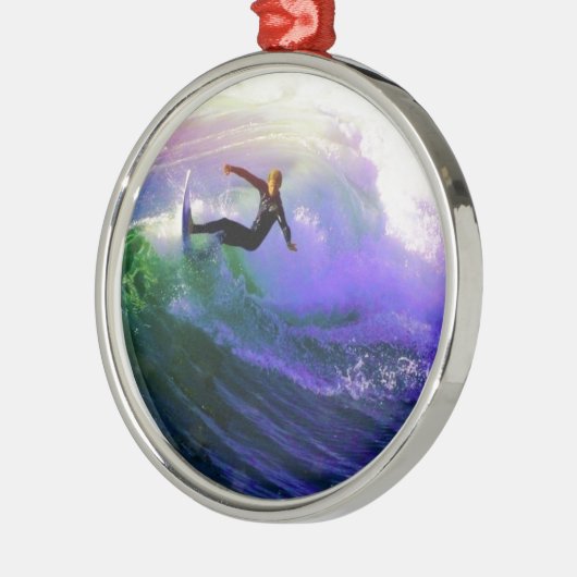 Ornement En Métal SURFS UP surfer surf attraper une vague (Gauche)