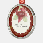 Ornement En Métal Swirl Scroll Art Noël Poinsettia Personnalisé (Gauche)