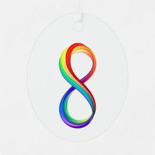 Ornement En Métal Symbole d'infinité arc-en-ciel stratifié