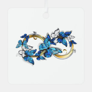 Ornement En Métal Symbole infini de papillons Morpho bleus