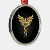 Ornement En Métal Symbole Polygonal Or Caduceus (Droite)
