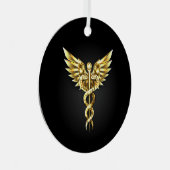 Ornement En Métal Symbole Polygonal Or Caduceus (Avant droite)