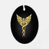 Ornement En Métal Symbole Polygonal Or Caduceus (Avant gauche)