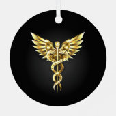 Ornement En Métal Symbole Polygonal Or Caduceus (Verso)