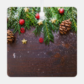 Ornement En Métal Table de Noël rustique avec pin et neige (Recto)