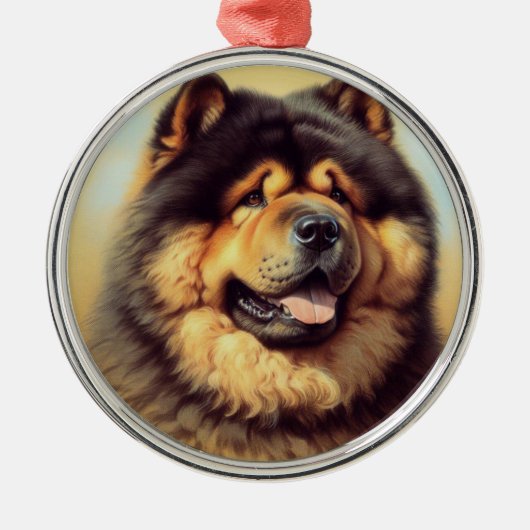 Ornement En Métal Tableau vintage Chow-Chow (Devant)