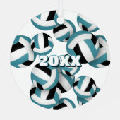 Ornement En Métal teal black volleyballs w athlete name keepsake (Verso)