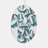 Ornement En Métal teal gray volleyballs w athlete name keepsake (Avant droite)