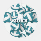 Ornement En Métal teal white volleyballs w athlete name keepsake (Verso)