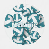 Ornement En Métal teal white volleyballs w athlete name keepsake (Recto)
