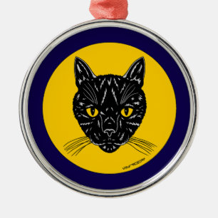 Ornement En Métal Tête de chat noir
