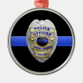 Ornement En Métal Thin Blue Line Police Badge Metal Ornament (Devant)