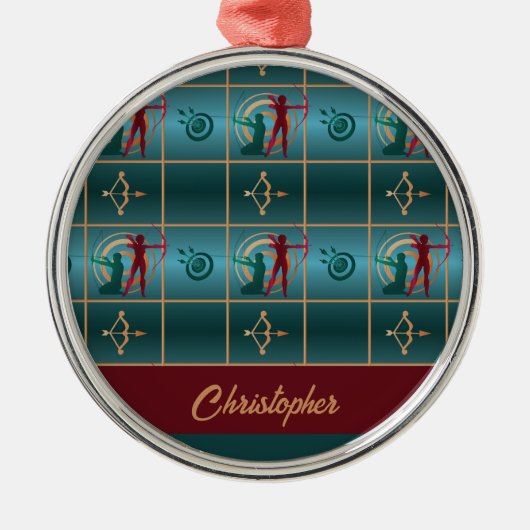 Ornement En Métal Tir à l'arc et flèche - Motif vert (Devant)