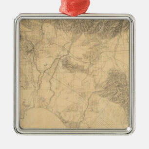 Ornement En Métal Topographie de Los Angeles et San Bernardino