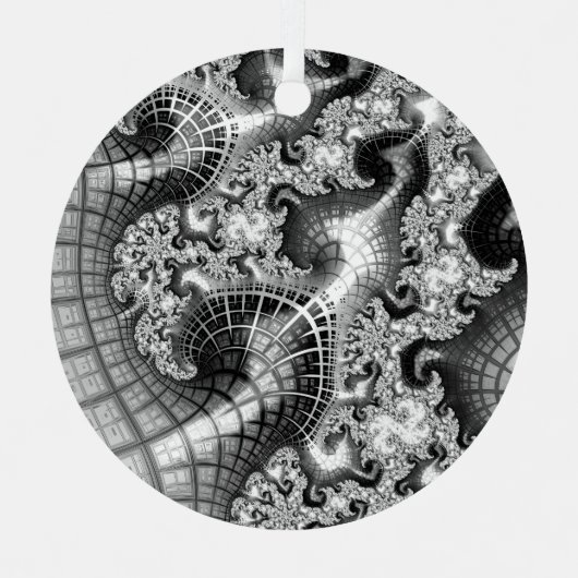 Ornement En Métal Tours d'argent monochromes Fractal Art Abstrait (Recto)