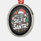 Ornement En Métal Très Probable De Prendre Selfie Avec Père Noël Fam (Gauche)