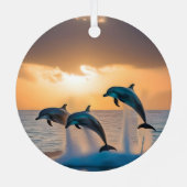Ornement En Métal Trois Dauphins Tournant Au Coucher Du Soleil, (Verso)