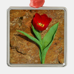 Ornement En Métal Tulipe jaune et rouge