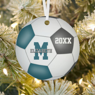 Ornement En Métal turquoise gris son équipe scolaire couleurs soccer