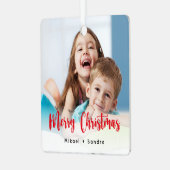 Ornement En Métal Two-sided personalization Photo Red Christmas (Avant gauche)