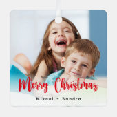 Ornement En Métal Two-sided personalization Photo Red Christmas (Recto)