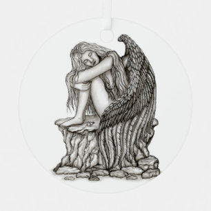Ornement En Métal Un ange endormi sur la pierre
