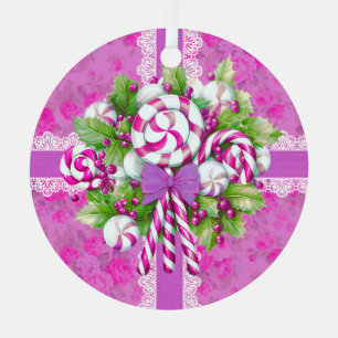 Ornement En Métal Un doux cottage rose et violet Noël