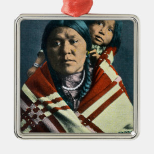 Ornement En Métal Un Indien Madonna de corneille et enfant