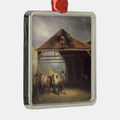 Ornement En Métal Un maréchal-ferrant chaussant un cheval (Droite)