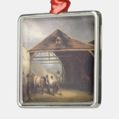 Ornement En Métal Un maréchal-ferrant chaussant un cheval (Gauche)