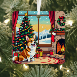Ornement En Métal Un Noël de Corgi Festif Mignon