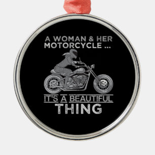 Ornement En Métal Une Femme Et Son Cadeau D'Art À Moto Pour Les Vé