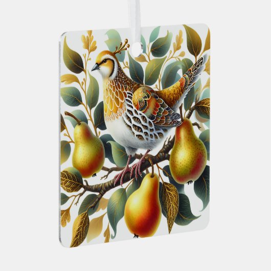 Ornement En Métal Une perdrix dans un poirier Noël personnalisé (Avant droite)