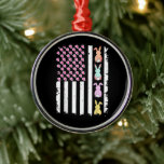 Ornement En Métal US American Flag with Bunny for Easter Day<br><div class="desc">US American Flag with Bunny for Easter Day</div>