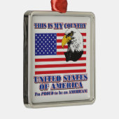Ornement En Métal USA Flag & Eagle/This is my Country (Droite)