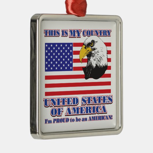 Ornement En Métal USA Flag & Eagle/This is my Country (Droite)