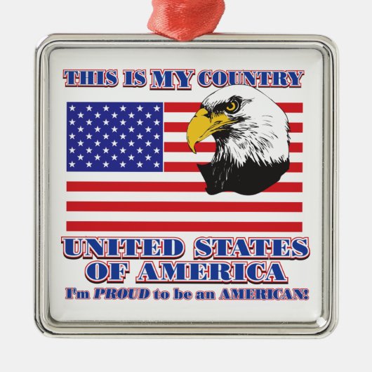 Ornement En Métal USA Flag & Eagle/This is my Country (Devant)