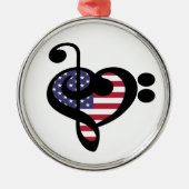 Ornement En Métal USA Flag Music Heart - American Pride Musician (Devant)