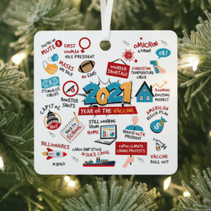 Ornement En Métal Vaccin contre le virus de l'arbre de Noël Année Co