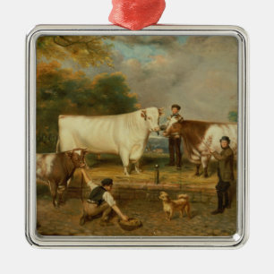 Ornement En Métal Vaches avec un berger