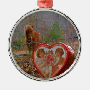 Ornement En Métal Valentine Heart Miniature Brown Horse