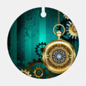 Ornement En Métal Veille bijoux Steampunk sur un Arrière - plan vert (Verso)