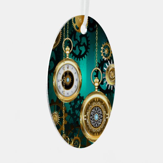 Ornement En Métal Veille bijoux Steampunk sur un Arrière - plan vert (Avant droite)