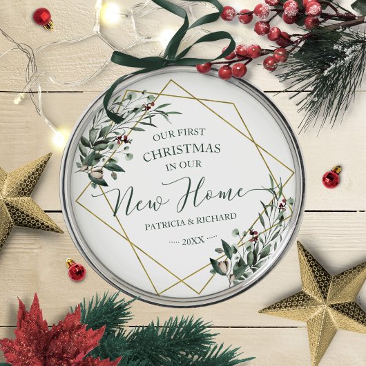 Ornement En Métal Verdure Notre Premier Noël Dans Notre Nouvelle Mai