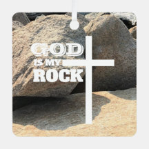 Verset biblique de Dieu est mon Rocher Croix blanc