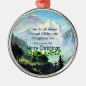 Ornement En Métal verset biblique, Phil 4:13, Noël, (Devant)