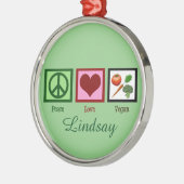 Ornement En Métal Vert fait sur commande végétalien d'amour de paix (Gauche)